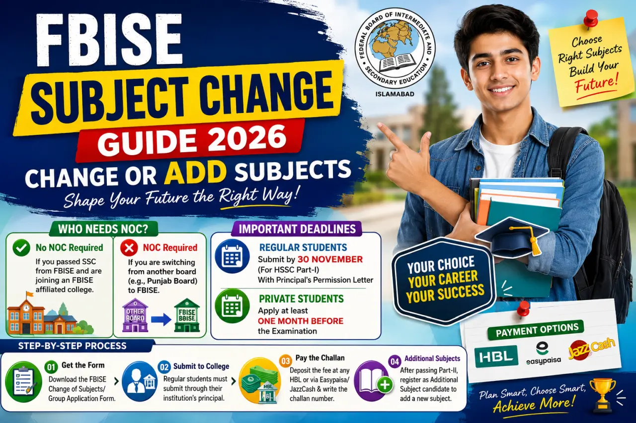 FBISE Subject Change Guide 2026 – How to Change or Add Subjects in Federal Board