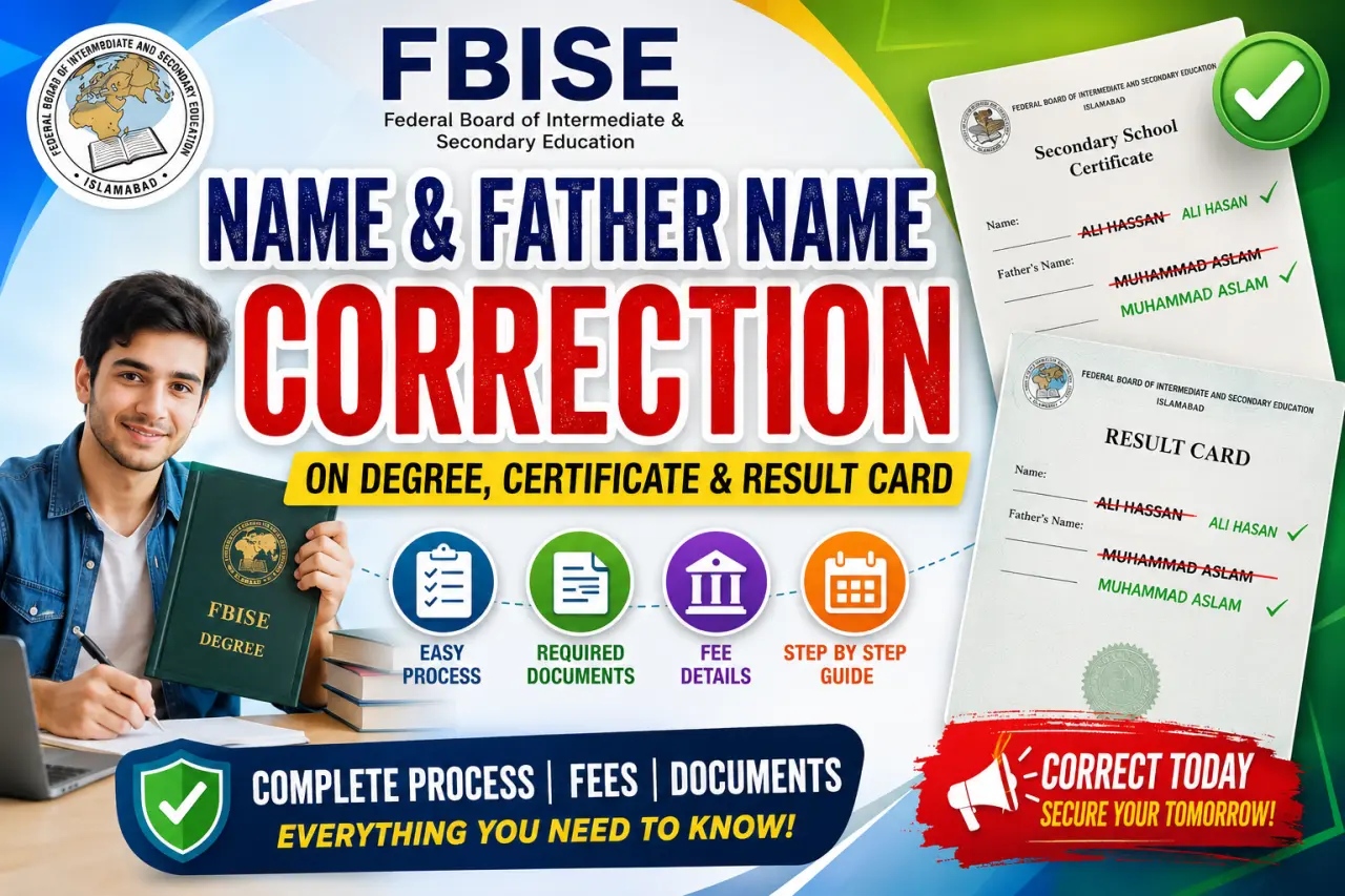 FBISE Name and Father Name Correction on Degree
