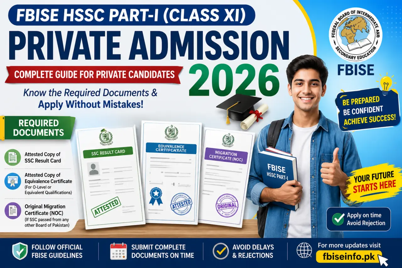 BISE HSSC Part-I Private Admission 2026